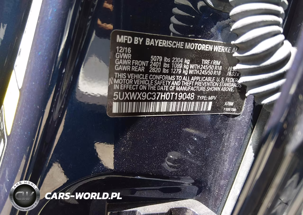 2017 BMW X3 xDrive28I VIN:5UXWX9C37H0T19048 - 9