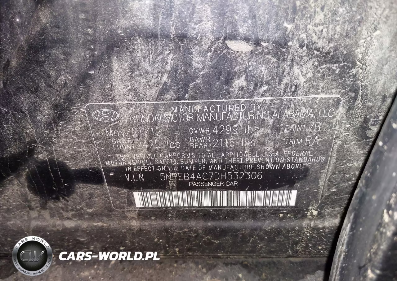 2013 Hyundai Sonata Gls VIN:5NPEB4AC7DH532306 - 9