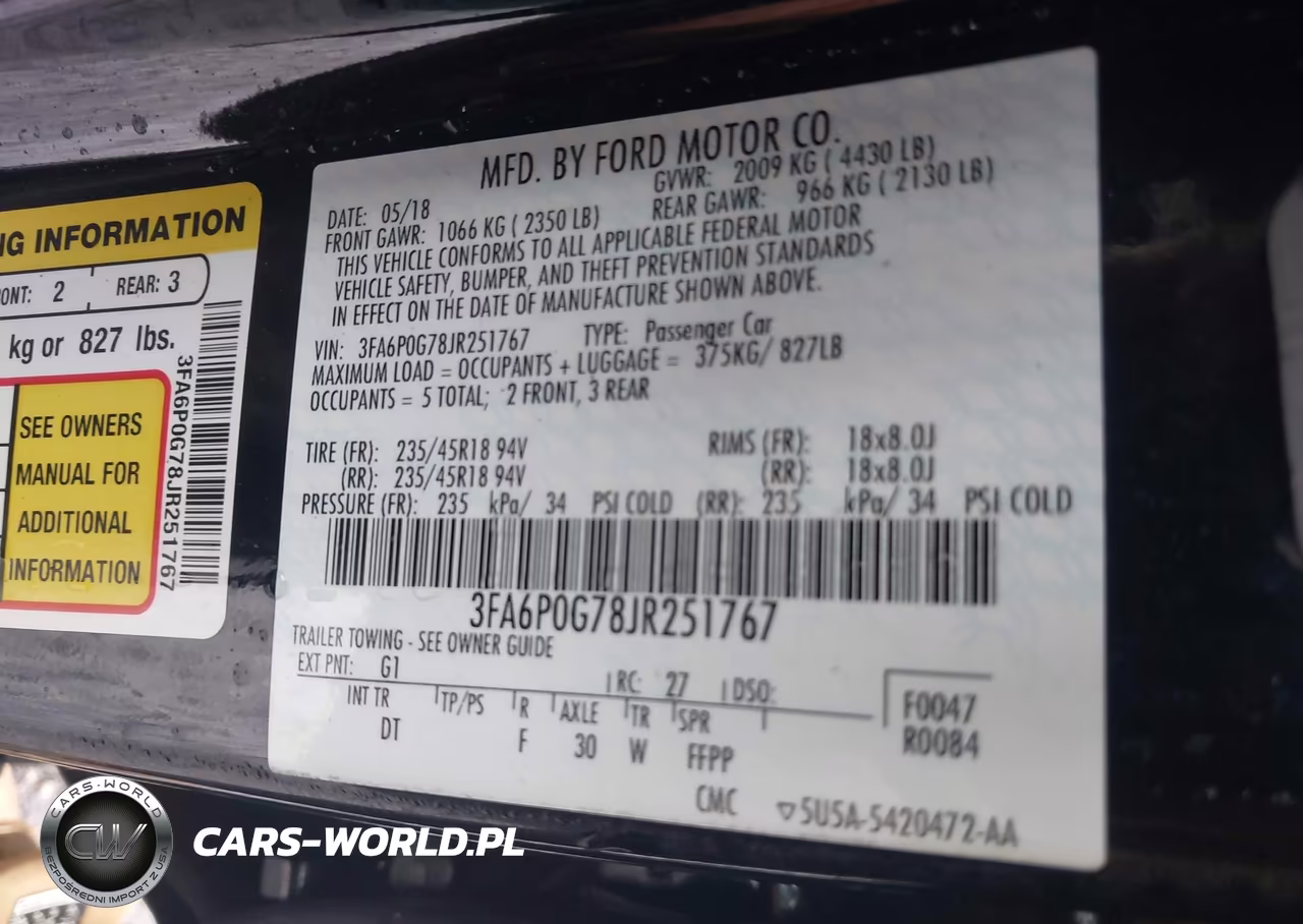 2018 Ford Fusion S VIN:3FA6P0G78JR251767 - 9