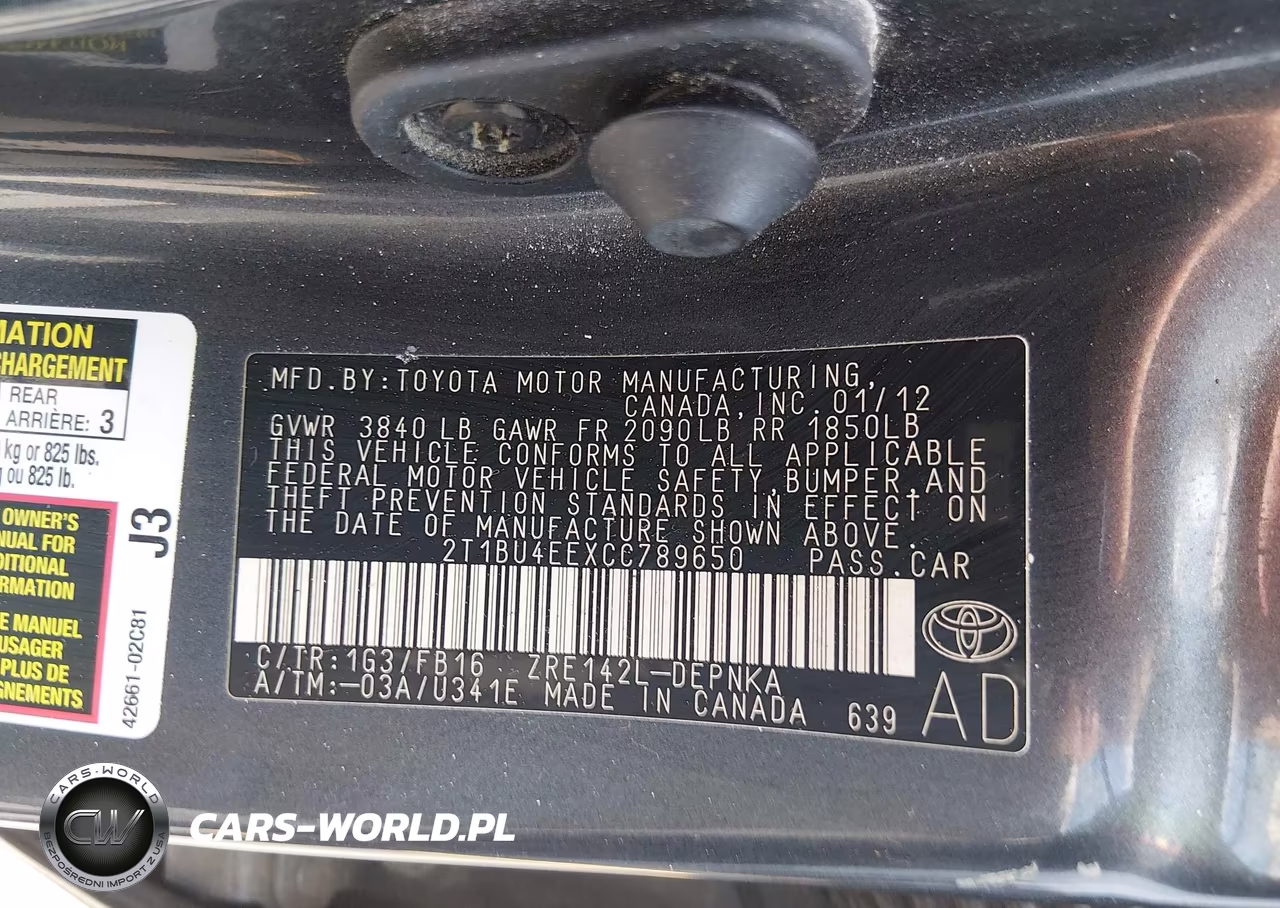 2012 Toyota Corolla Le VIN:2T1BU4EEXCC789650 - 9