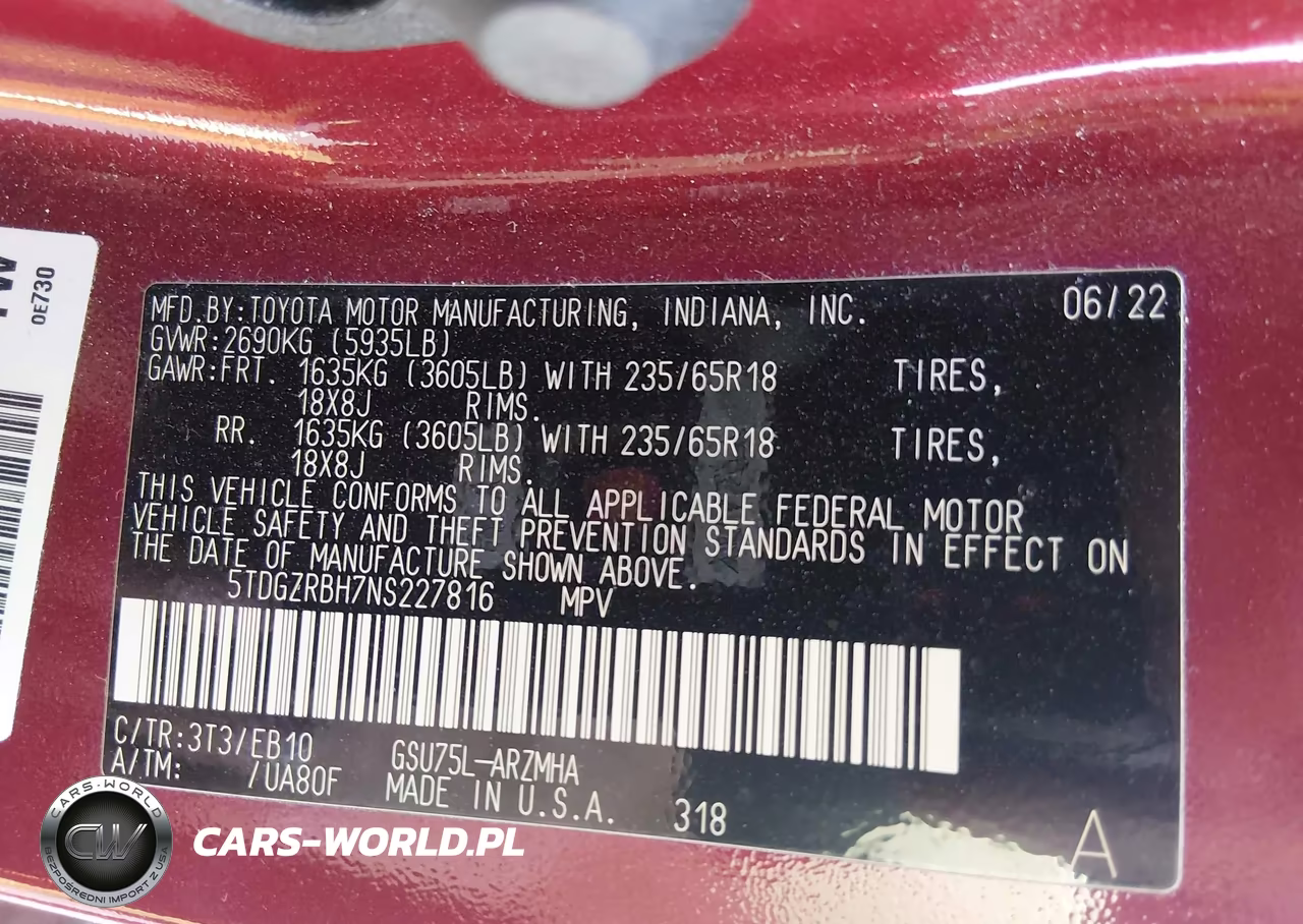 2022 Toyota Highlander Xle VIN:5TDGZRBH7NS227816 - 9