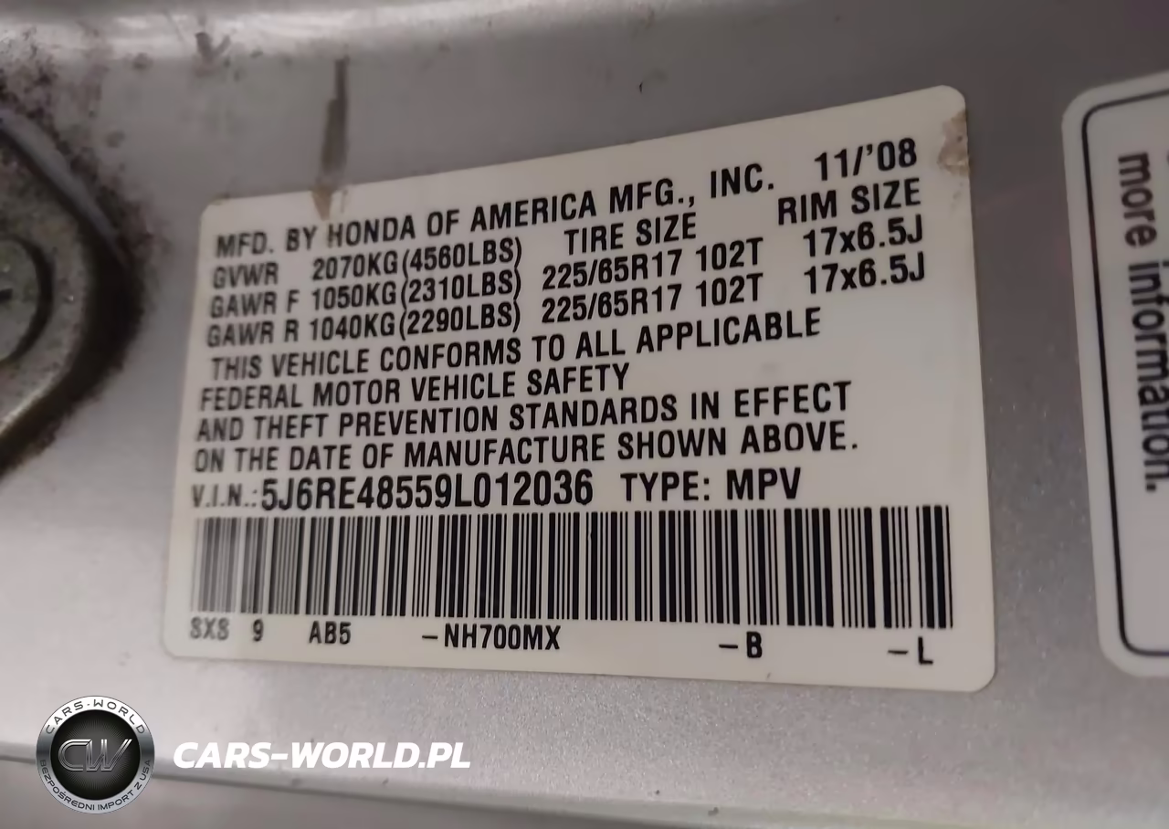 2009 Honda Cr-V Ex VIN:5J6RE48559L012036 - 9