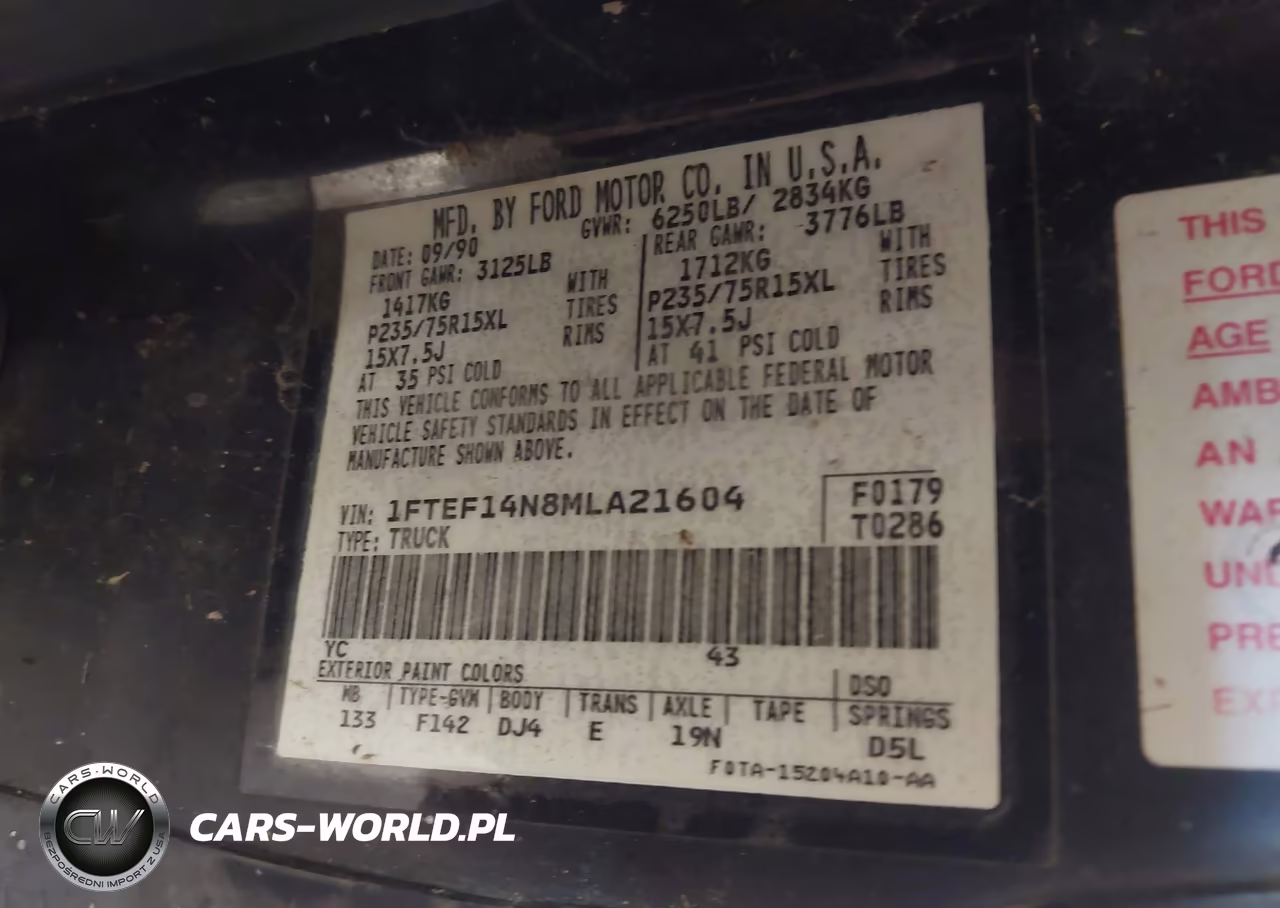 1991 Ford F150 VIN:1FTEF14N8MLA21604 - 9