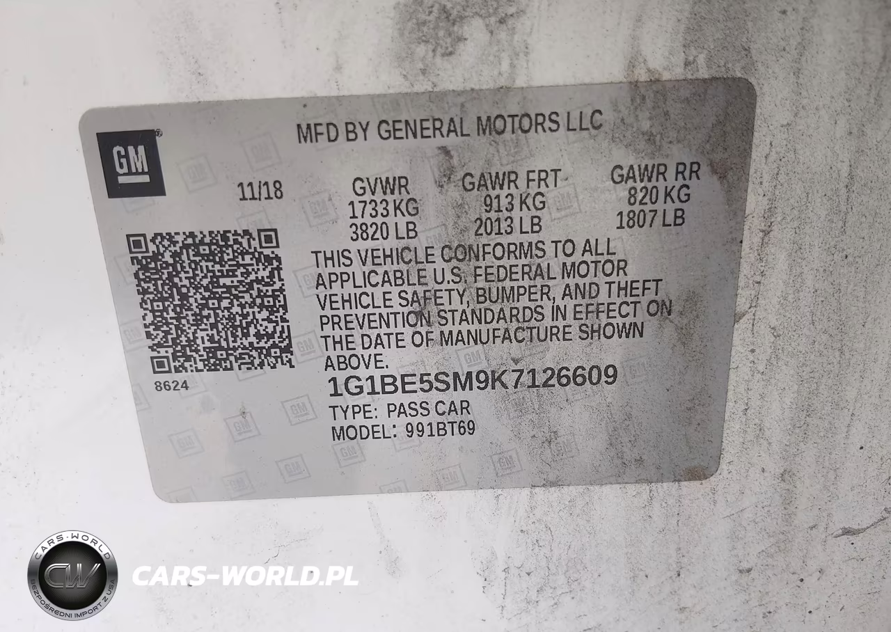 2019 Chevrolet Cruze Lt VIN:1G1BE5SM9K7126609 - 9