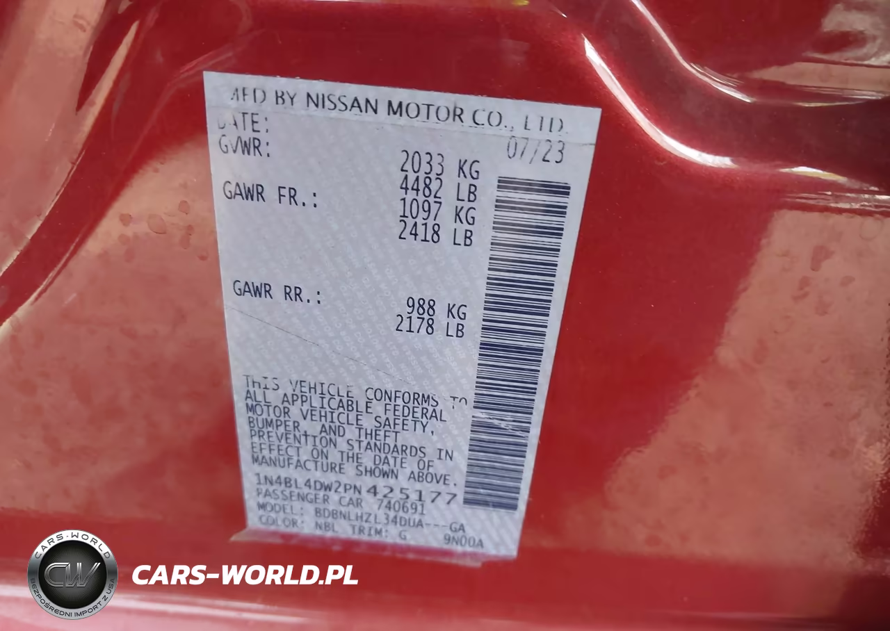 2023 Nissan Altima Sv Intelligent Awd VIN:1N4BL4DW2PN425177 - 9