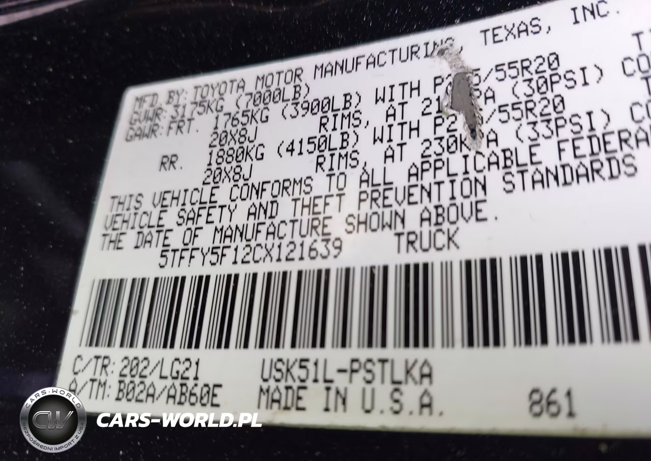 2012 Toyota Tundra Limited 5.7L V8 VIN:5TFFY5F12CX121639 - 9