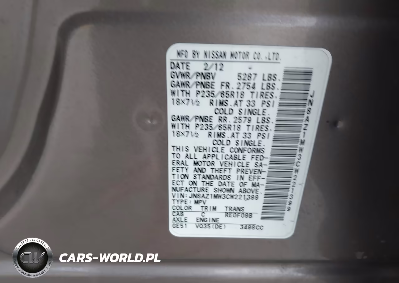 2012 Nissan Murano Sl VIN:JN8AZ1MW3CW221399 - 9