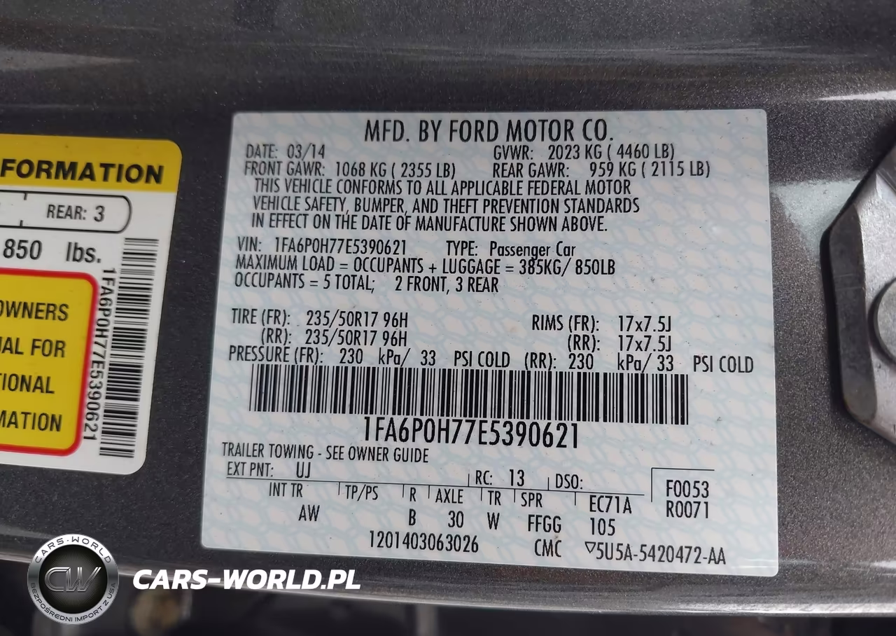 2014 Ford Fusion Se VIN:1FA6P0H77E5390621 - 9