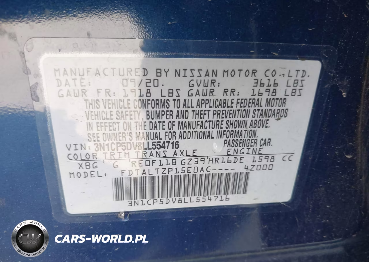 2020 Nissan Kicks Sr Xtronic Cvt VIN:3N1CP5DV8LL554716 - 9