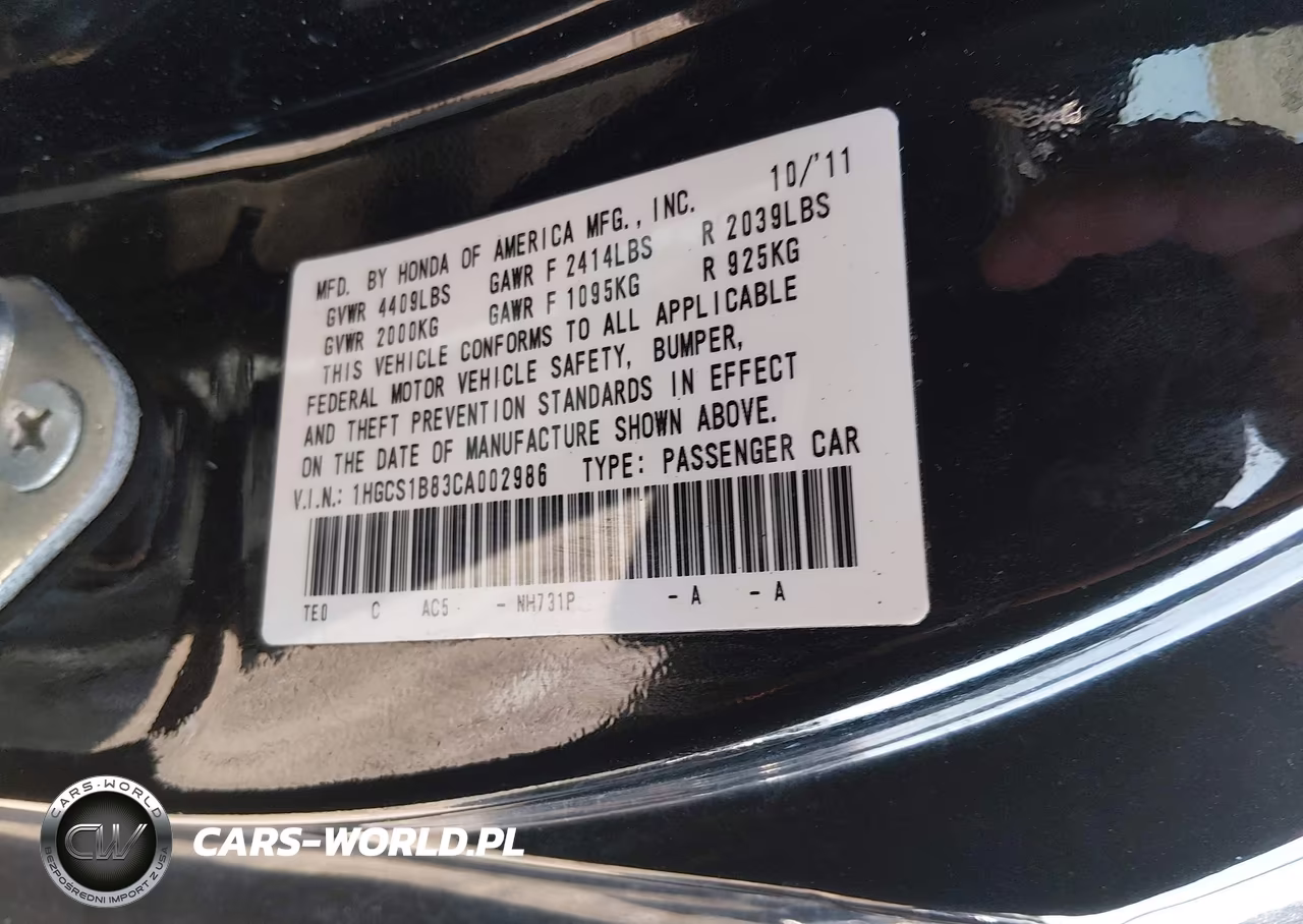 2012 Honda Accord 2.4 Ex-L VIN:1HGCS1B83CA002986 - 9