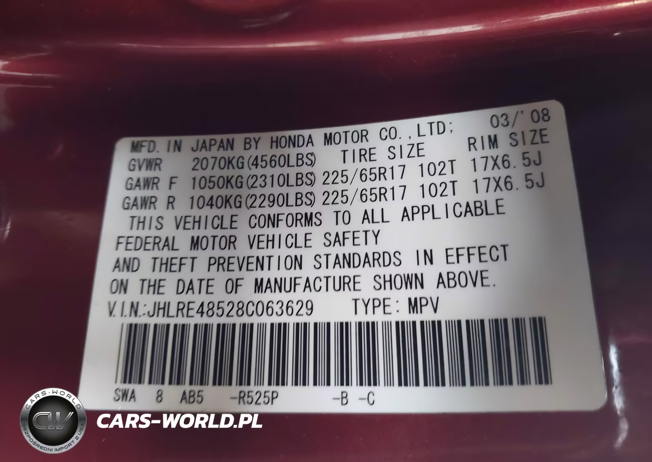 2008 Honda Cr-V Ex VIN:JHLRE48528C063629 - 9