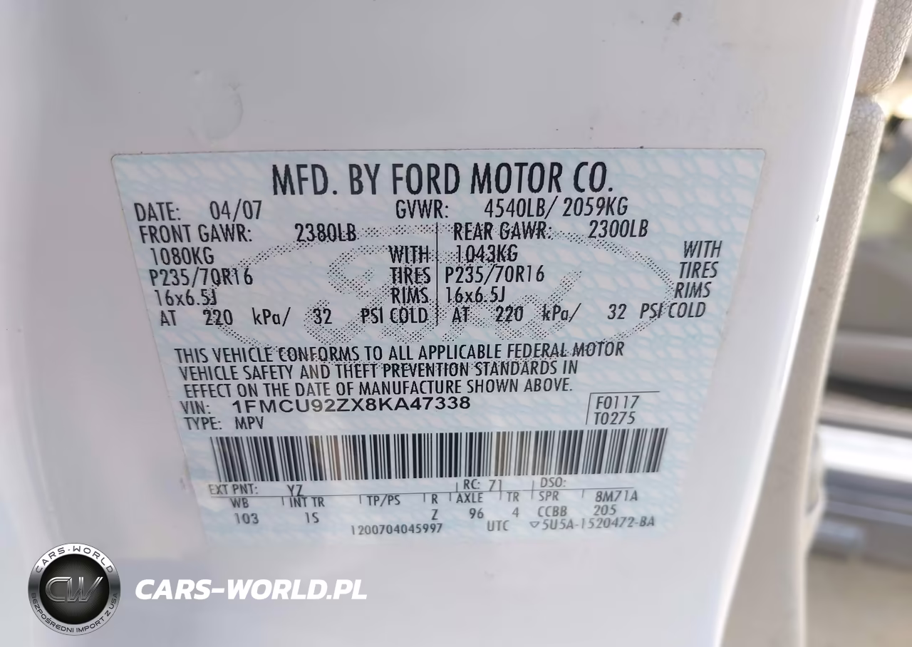 2008 Ford Escape Xls VIN:1FMCU92ZX8KA47338 - 9