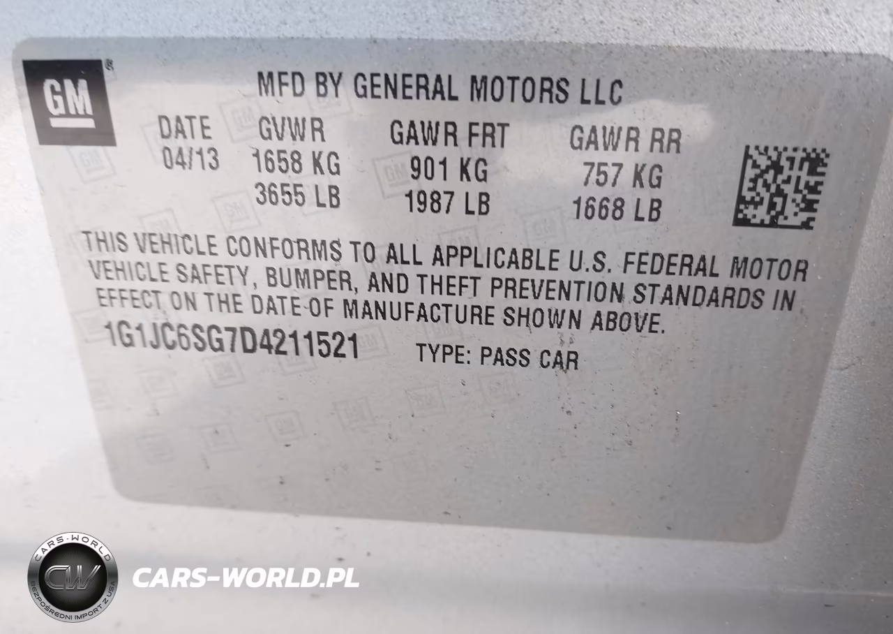 2013 Chevrolet Sonic Lt Auto VIN:1G1JC6SG7D4211521 - 9