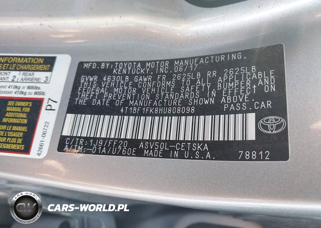 2017 Toyota Camry Se VIN:4T1BF1FK8HU808098 - 9