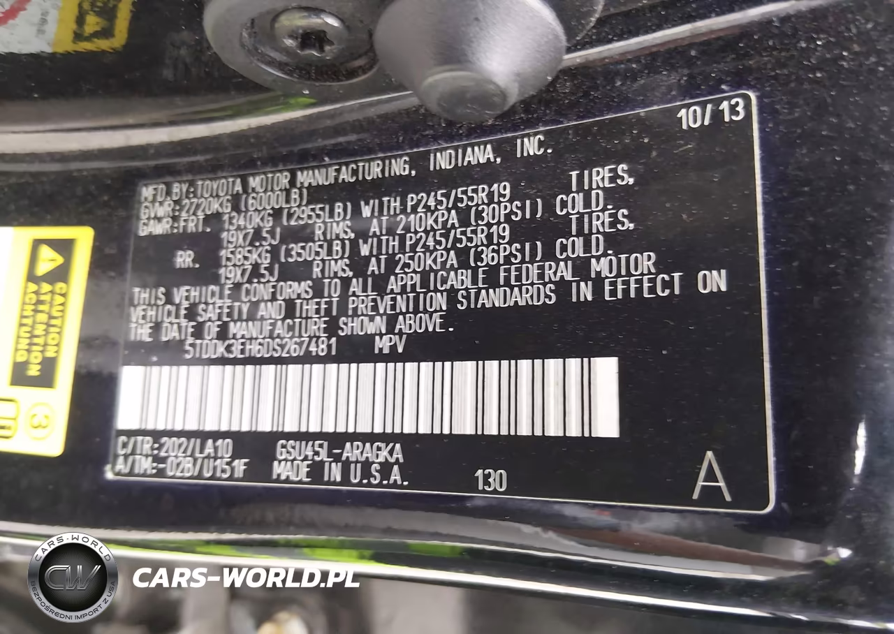 2013 Toyota Highlander Limited V6 VIN:5TDDK3EH6DS267481 - 9
