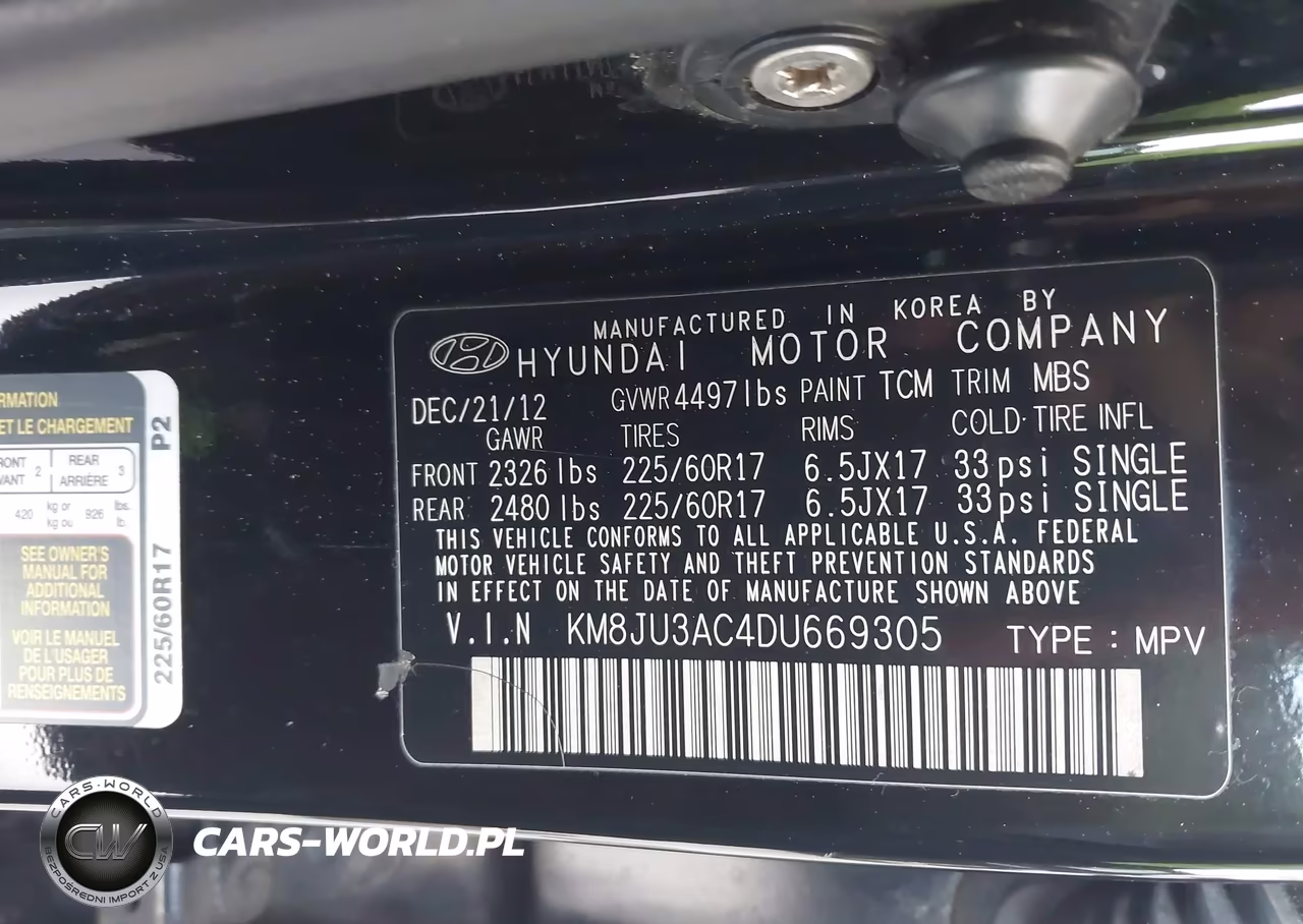 2013 Hyundai Tucson Gls VIN:KM8JU3AC4DU669305 - 9