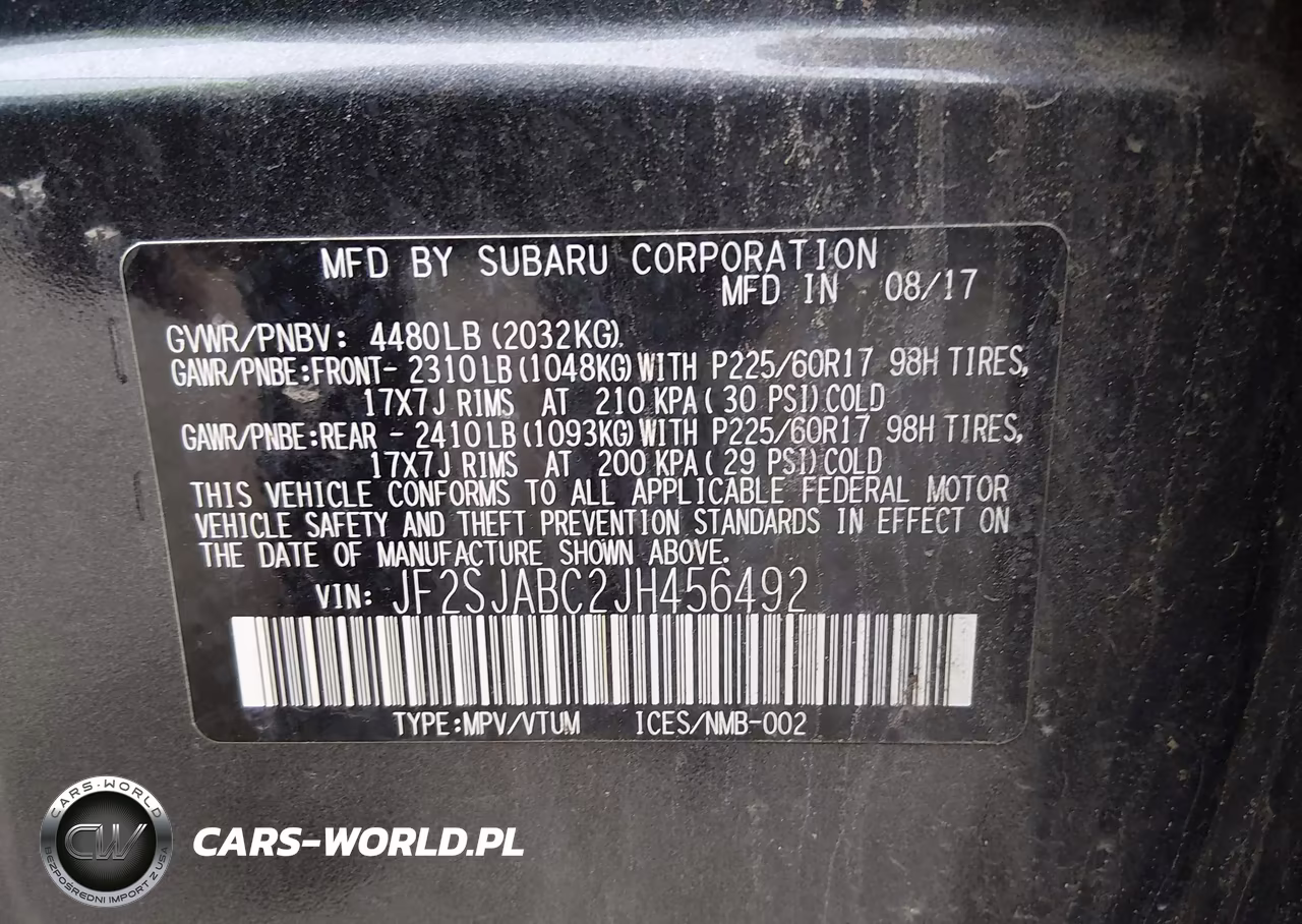 2018 Subaru Forester 2.5I VIN:JF2SJABC2JH456492 - 9