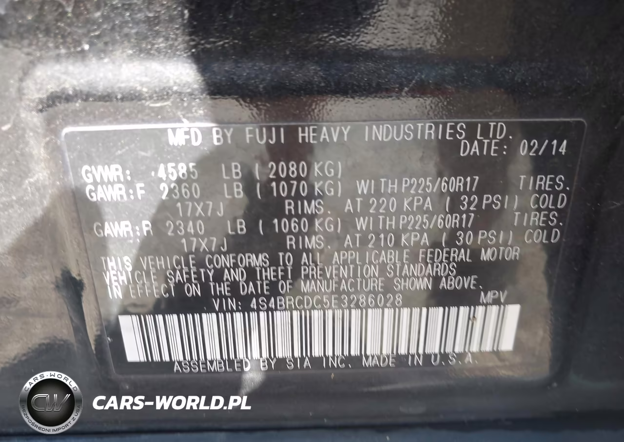 2014 Subaru Outback 2.5I Premium VIN:4S4BRCDC5E3286028 - 9