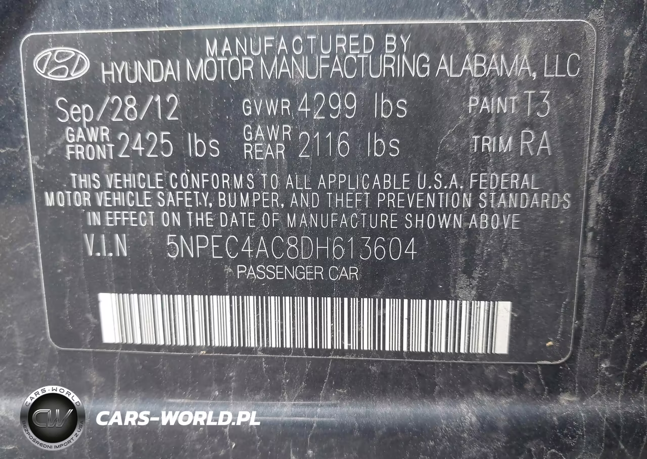 2013 Hyundai Sonata Se VIN:5NPEC4AC8DH613604 - 9