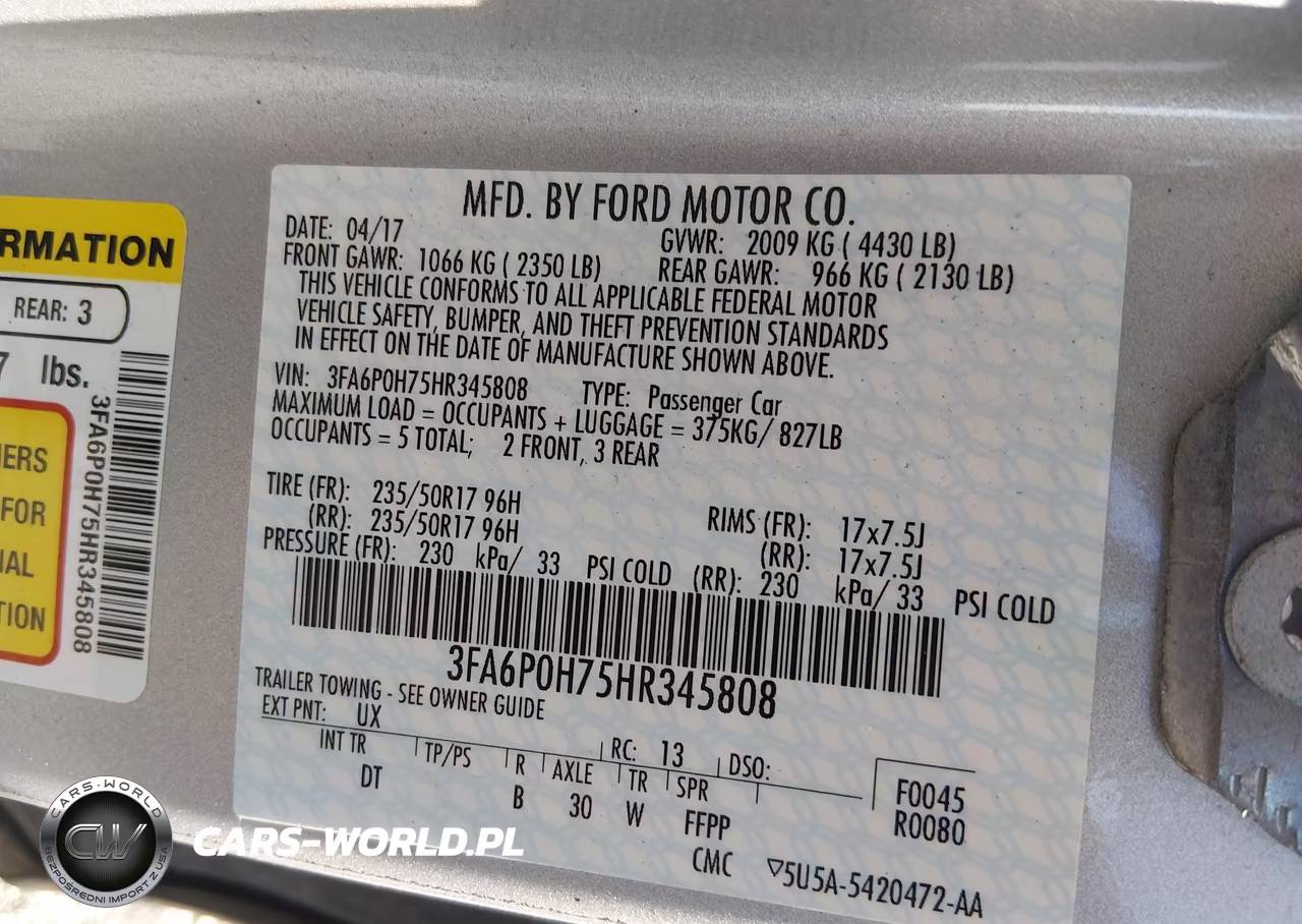 2017 Ford Fusion Se VIN:3FA6P0H75HR345808 - 9