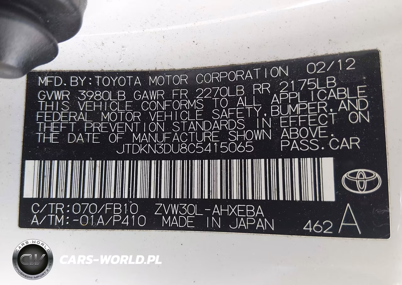 2012 Toyota Prius Two VIN:JTDKN3DU8C5415065 - 9