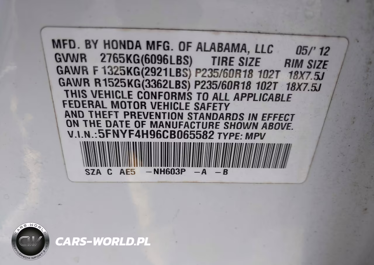 2012 Honda Pilot Touring VIN:5FNYF4H96CB065582 - 9