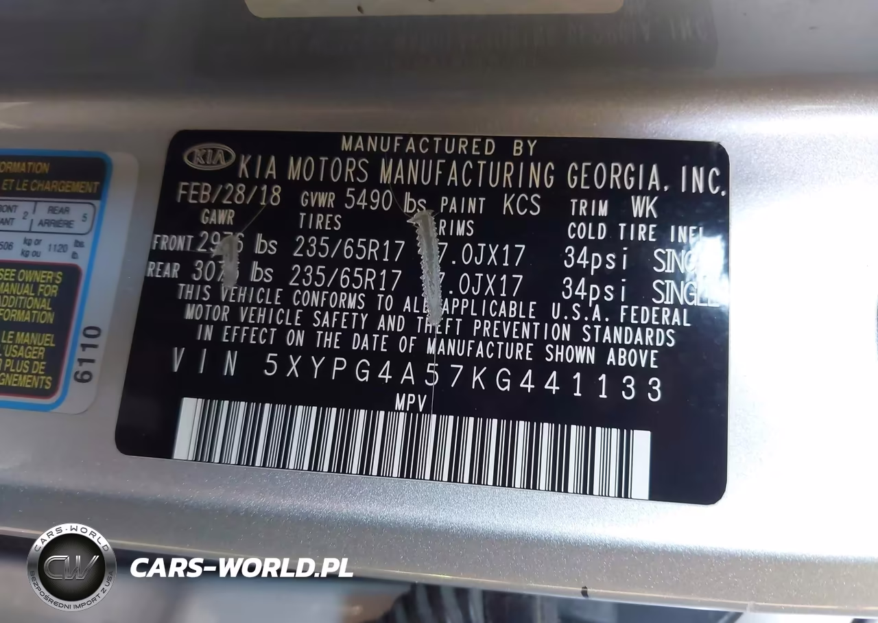2019 Kia Sorento 3.3L Lx VIN:5XYPG4A57KG441133 - 9