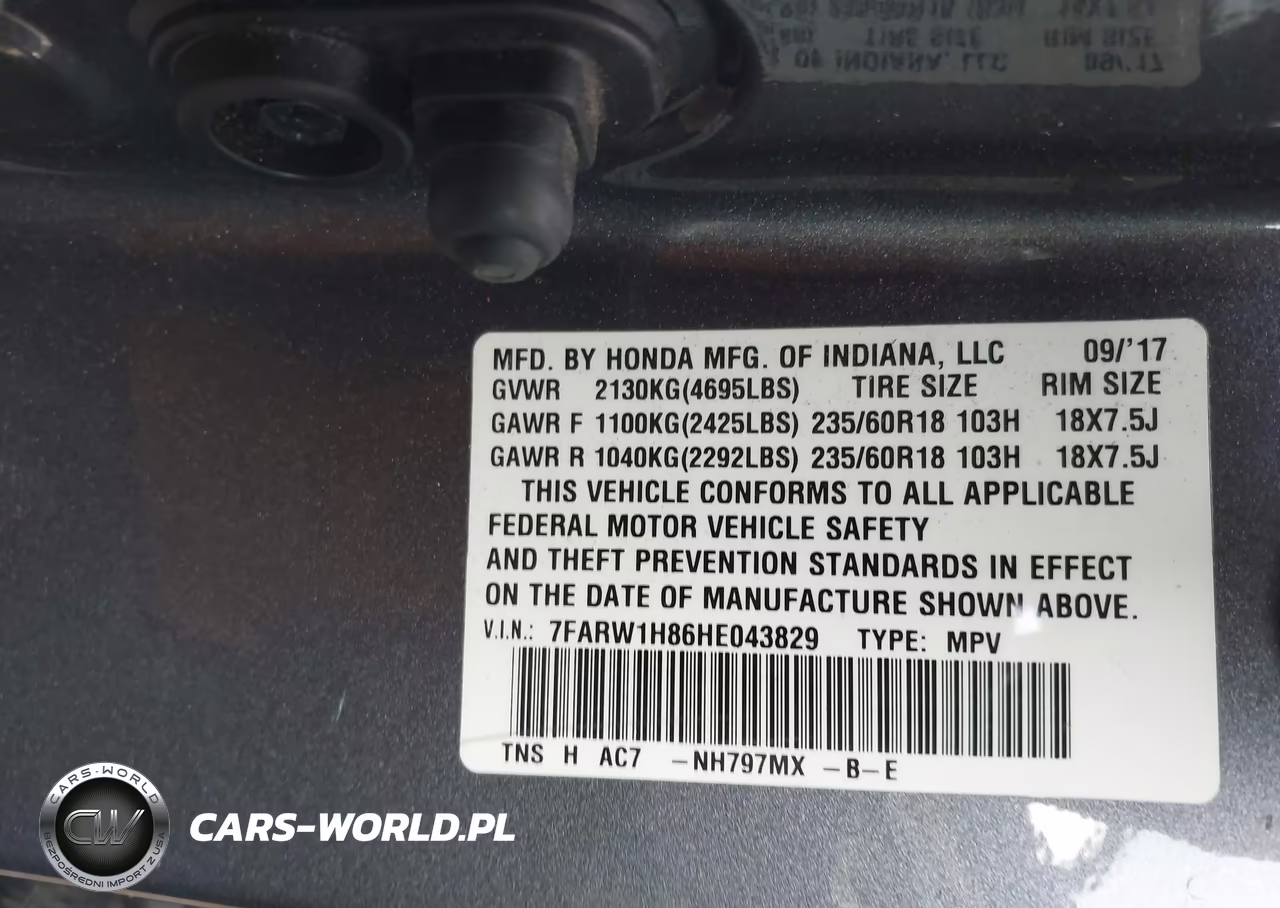2017 Honda Cr-V Ex-L-Ex-L Navi VIN:7FARW1H86HE043829 - 9