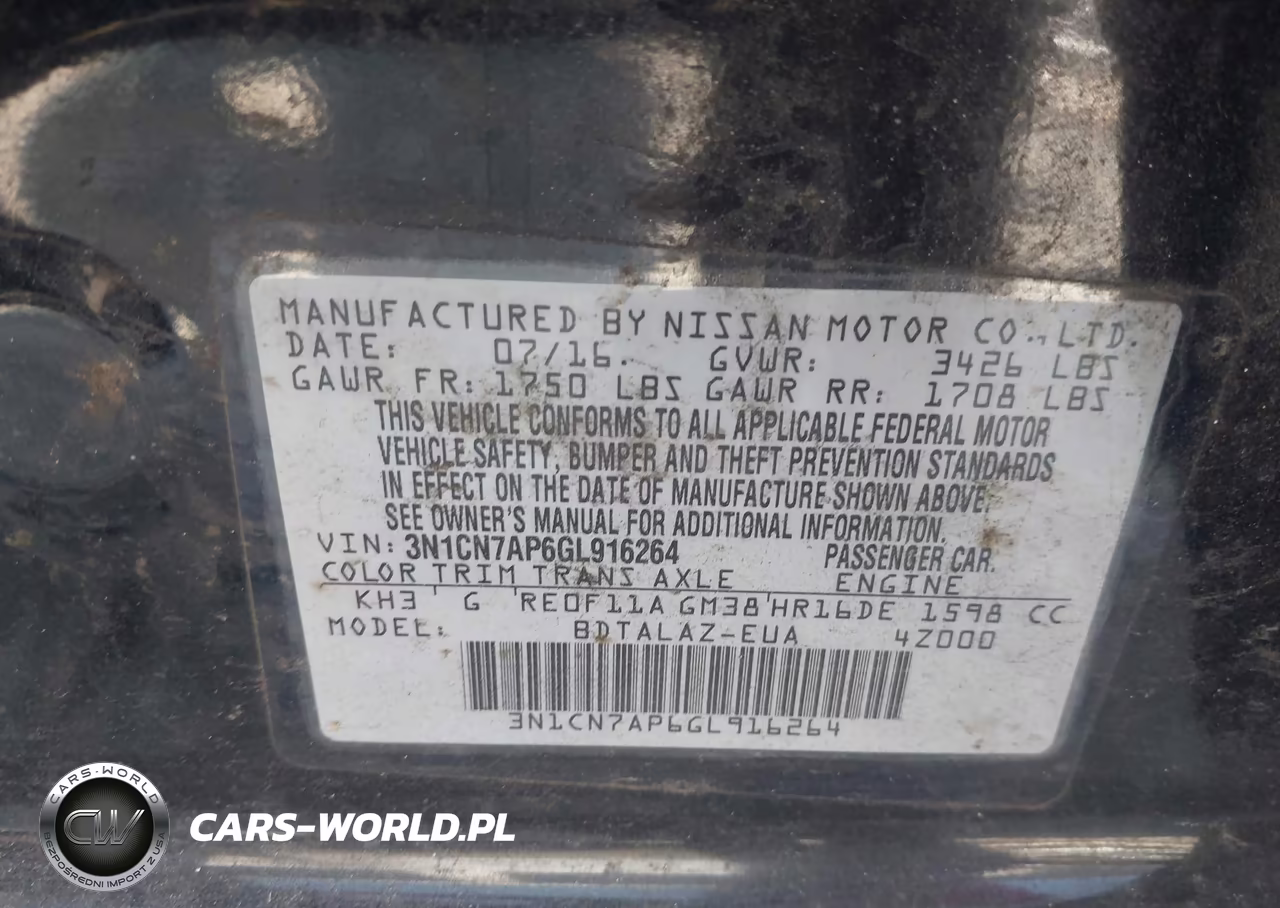 2016 Nissan Versa 1.6 S+ VIN:3N1CN7AP6GL916264 - 9