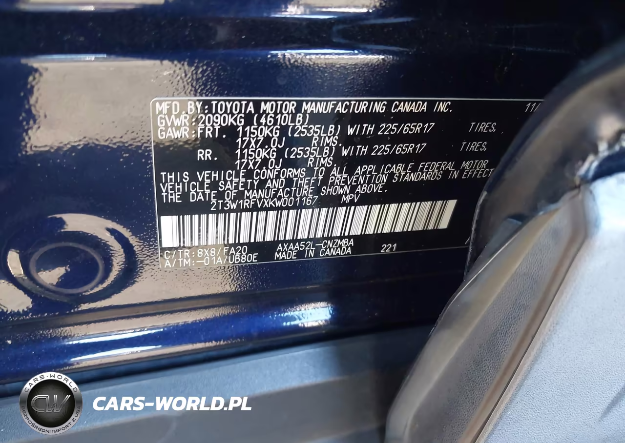 2019 Toyota Rav4 Xle VIN:2T3W1RFVXKW001167 - 9