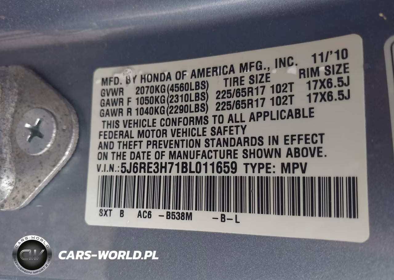 2011 Honda Cr-V Ex-L VIN:5J6RE3H71BL011659 - 9