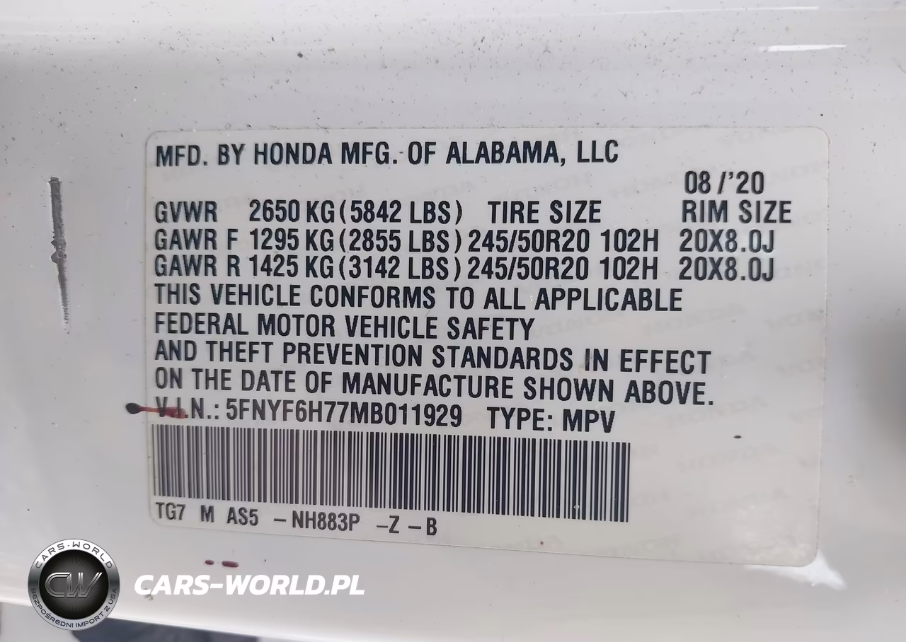 2021 Honda Pilot Awd Black Edition VIN:5FNYF6H77MB011929 - 9