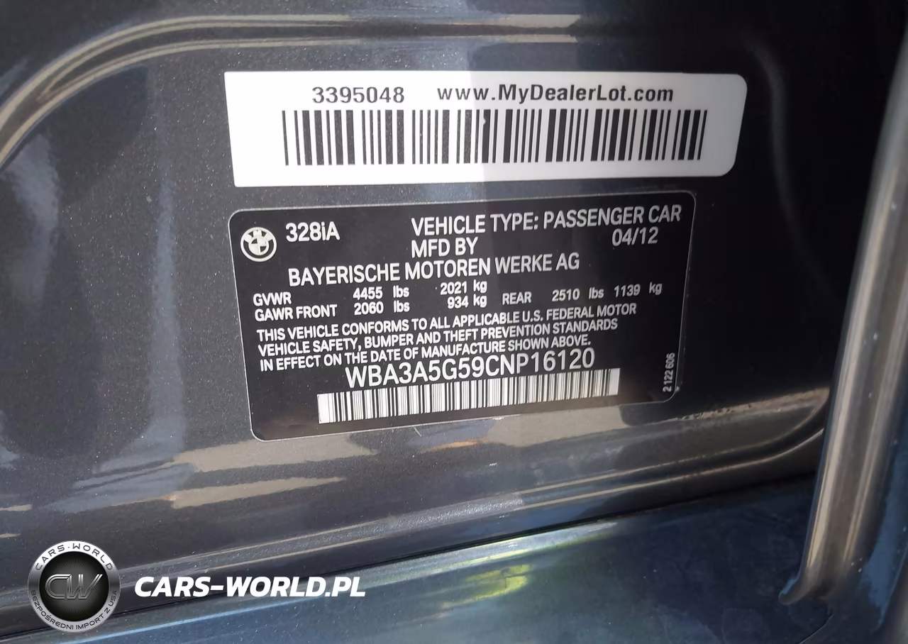 2012 BMW 328I VIN:WBA3A5G59CNP16120 - 9