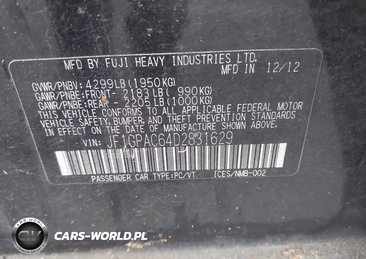 2013 Subaru Impreza 2.0I Premium VIN:JF1GPAC64D2831629 - 9