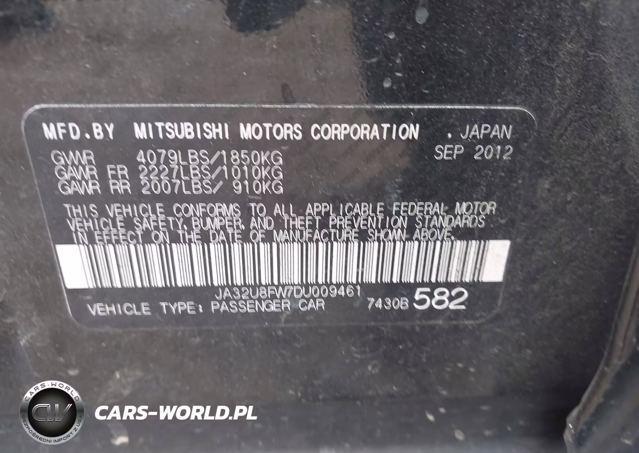 2013 Mitsubishi Lancer Gt VIN:JA32U8FW7DU009461 - 9