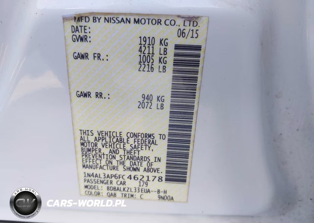 2015 Nissan Altima 2.5 Sv VIN:1N4AL3AP6FC462178 - 9
