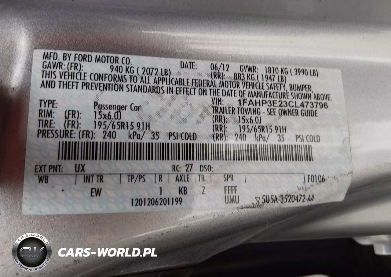 2012 Ford Focus S VIN:1FAHP3E23CL473796 - 9