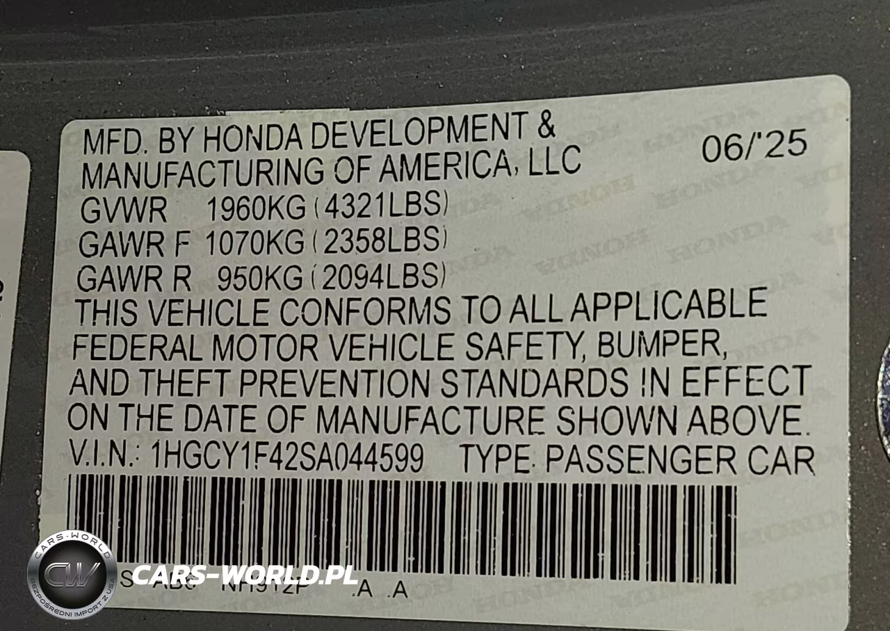 2025 Honda Accord Se VIN:1HGCY1F42SA044599 - 9