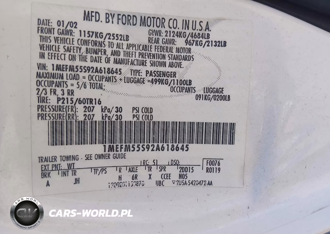 2002 Mercury Sable Ls Premium VIN:1MEFM55S92A618645 - 9