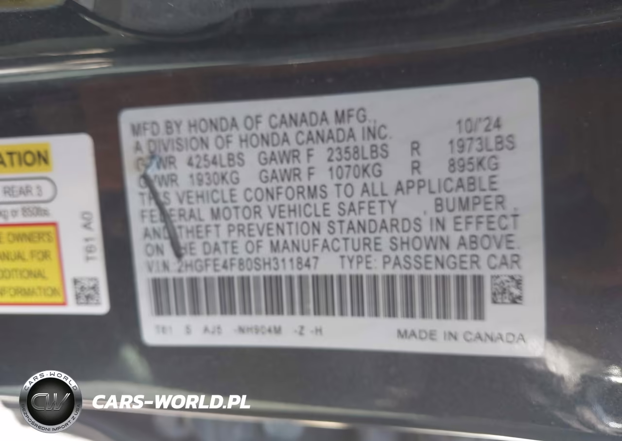 2025 Honda Civic Hybrid Sport-Sport Touring VIN:2HGFE4F80SH311847 - 9