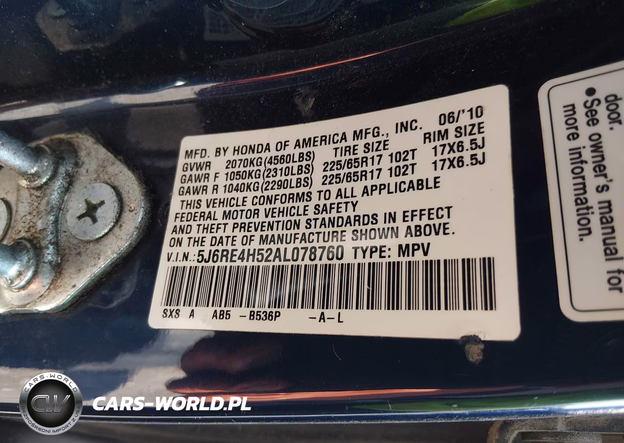 2010 Honda Cr-V Ex VIN:5J6RE4H52AL078760 - 9
