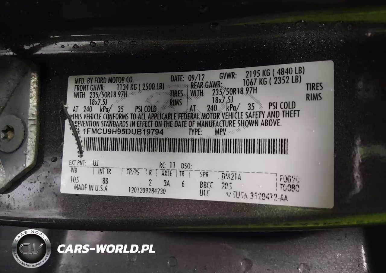 2013 Ford Escape Sel VIN:1FMCU9H95DUB19794 - 9