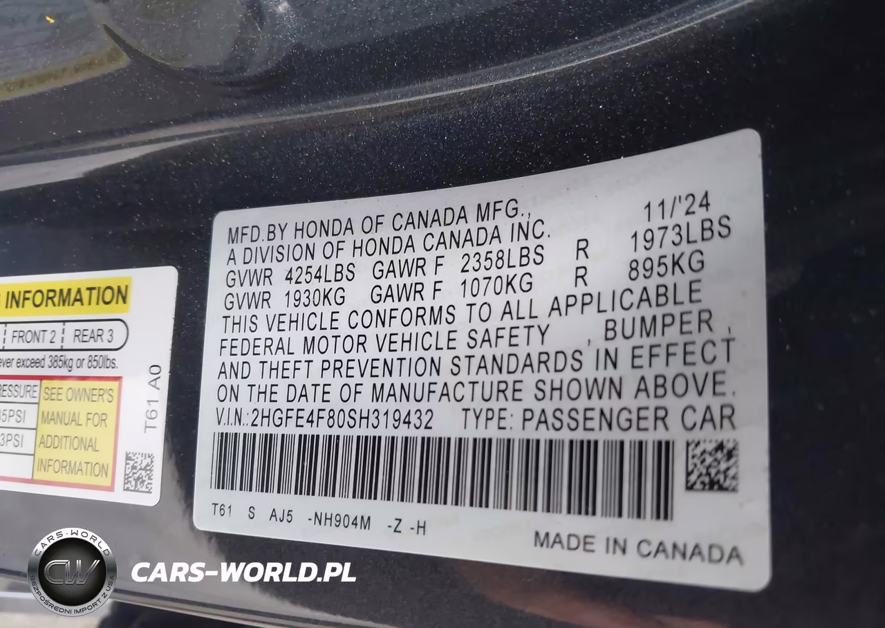2025 Honda Civic Hybrid Sport-Sport Touring VIN:2HGFE4F80SH319432 - 9