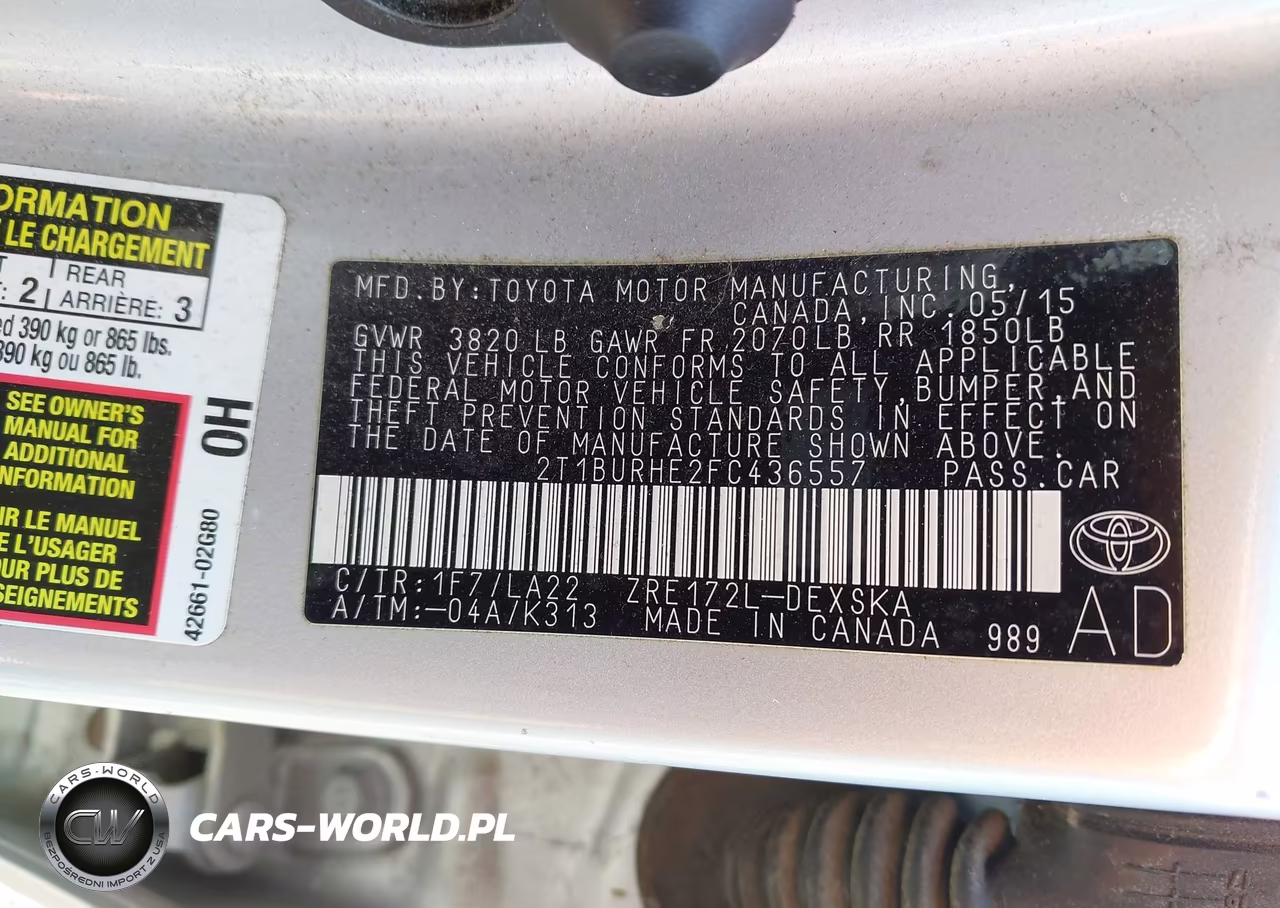 2015 Toyota Corolla S Premium VIN:2T1BURHE2FC436557 - 9