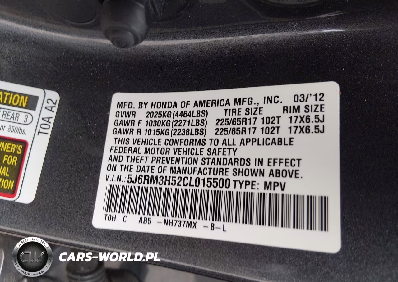 2012 Honda Cr-V Ex VIN:5J6RM3H52CL015500 - 9