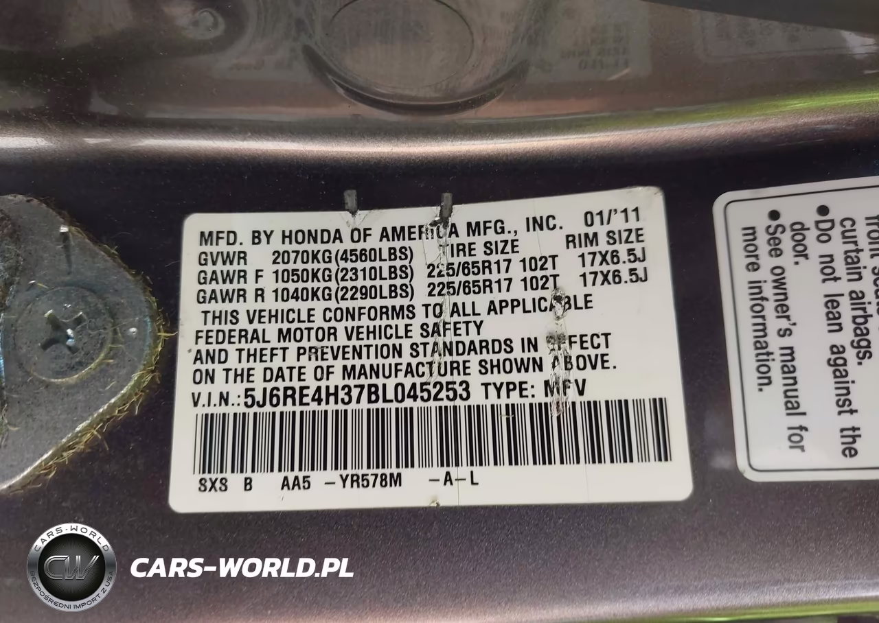 2011 Honda Cr-V Lx VIN:5J6RE4H37BL045253 - 9