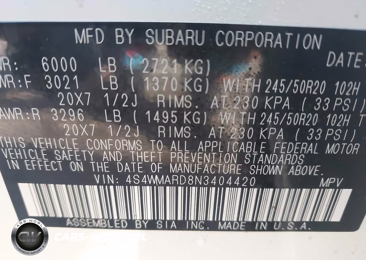 2022 Subaru Ascent Touring VIN:4S4WMARD8N3404420 - 9