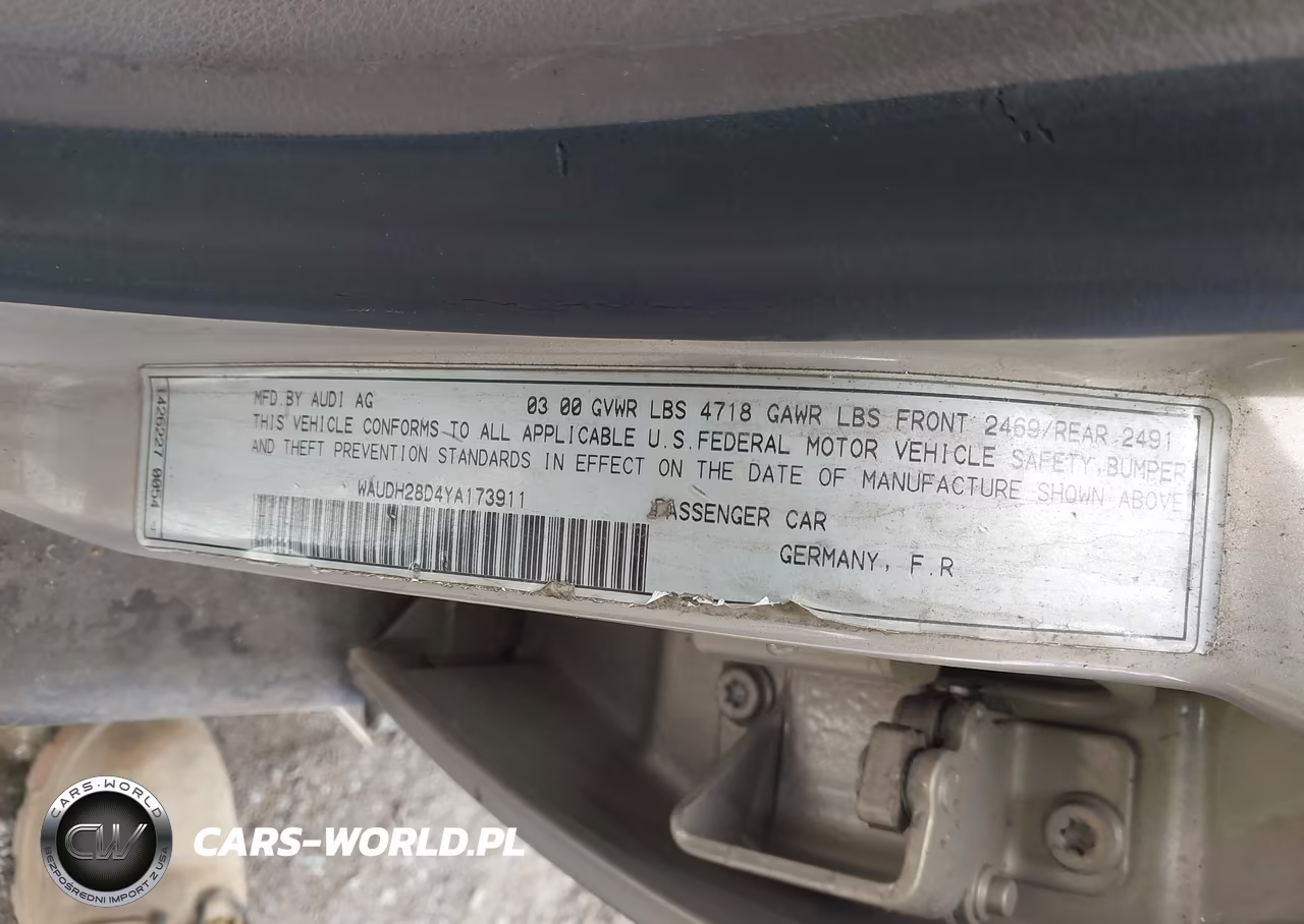 2000 Audi A4 2.8 VIN:WAUDH28D4YA173911 - 9