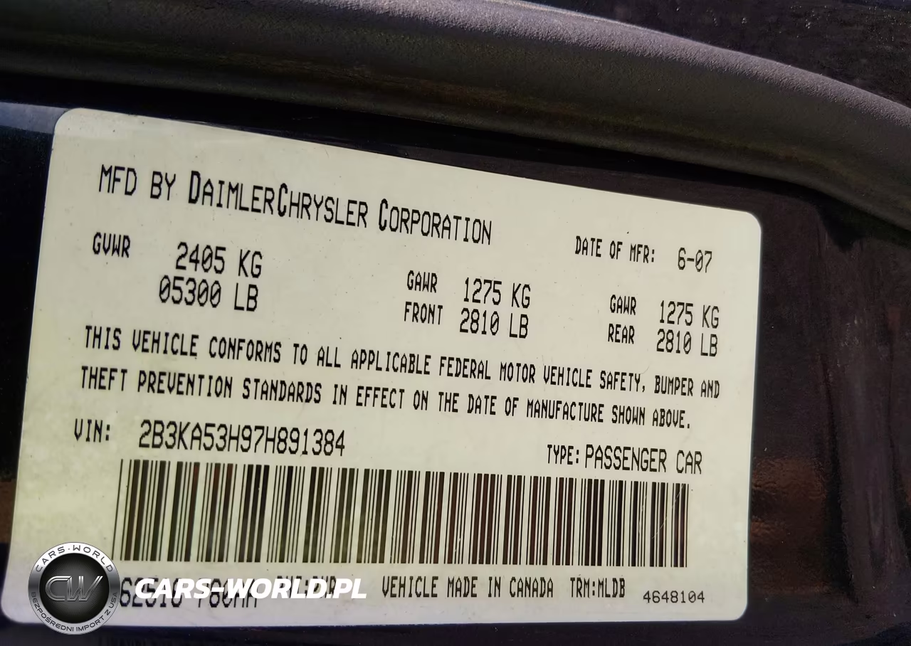 2007 Dodge Charger Rt VIN:2B3KA53H97H891384 - 9