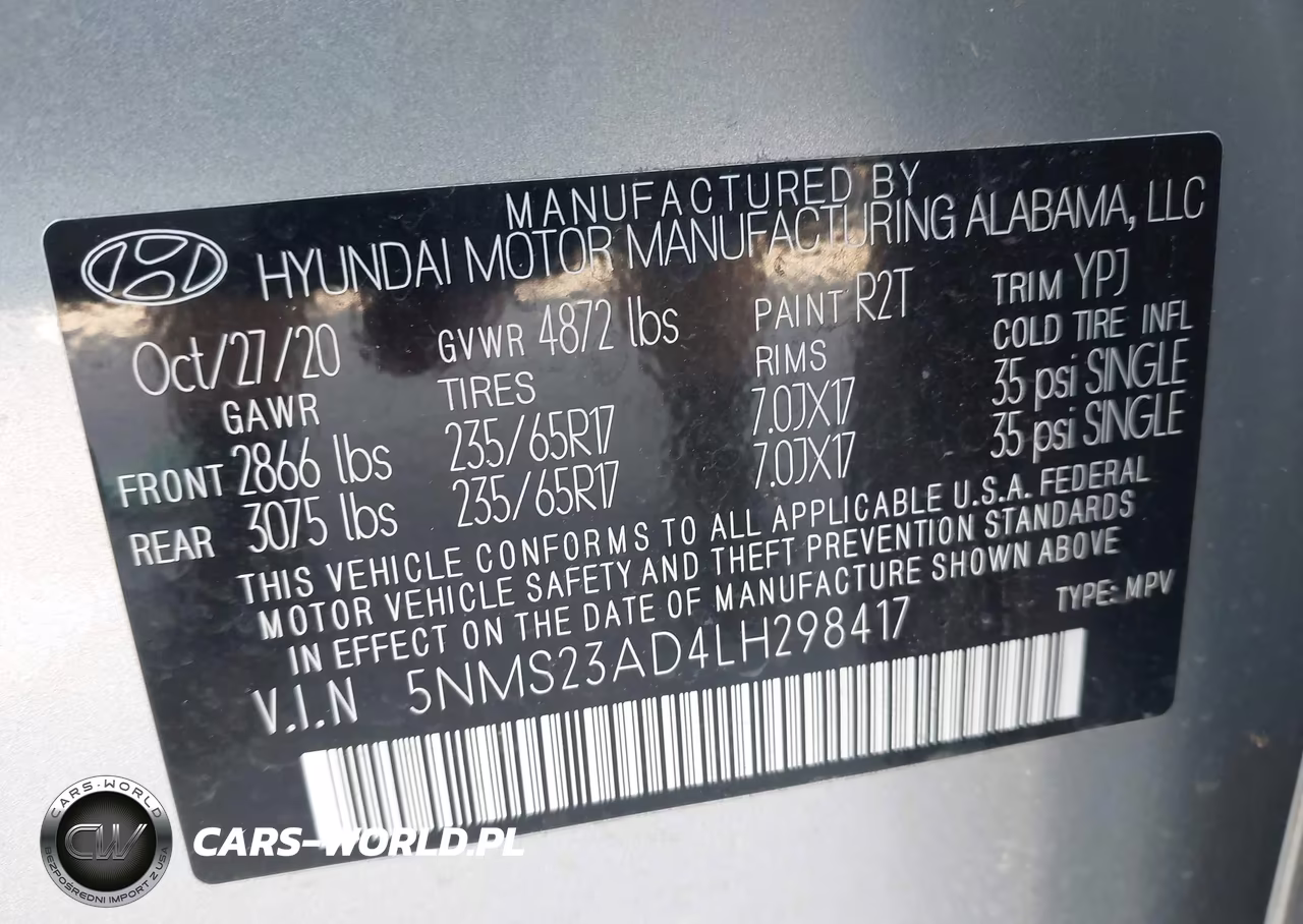 2020 Hyundai Santa Fe Se VIN:5NMS23AD4LH298417 - 9